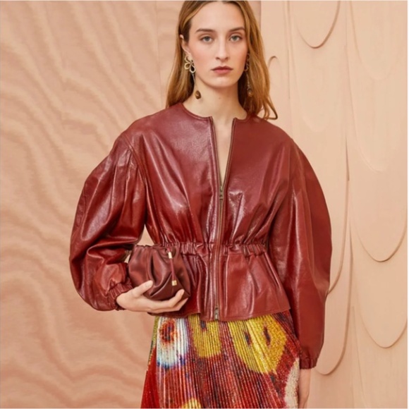 Ulla Johnson Briar Leather Jacket in Mahogany S - Picture 2 of 16